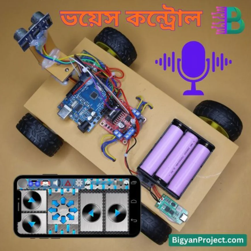 Voice and Bluetooth Robot Car with Obstacle Sensor