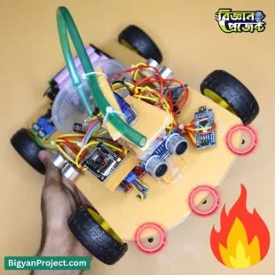 Fire Fighter Robot ESP32-CAM Auto Obstacle Avoid